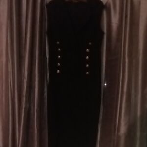 SHEIN Black Midi Dress with Gold Buttons